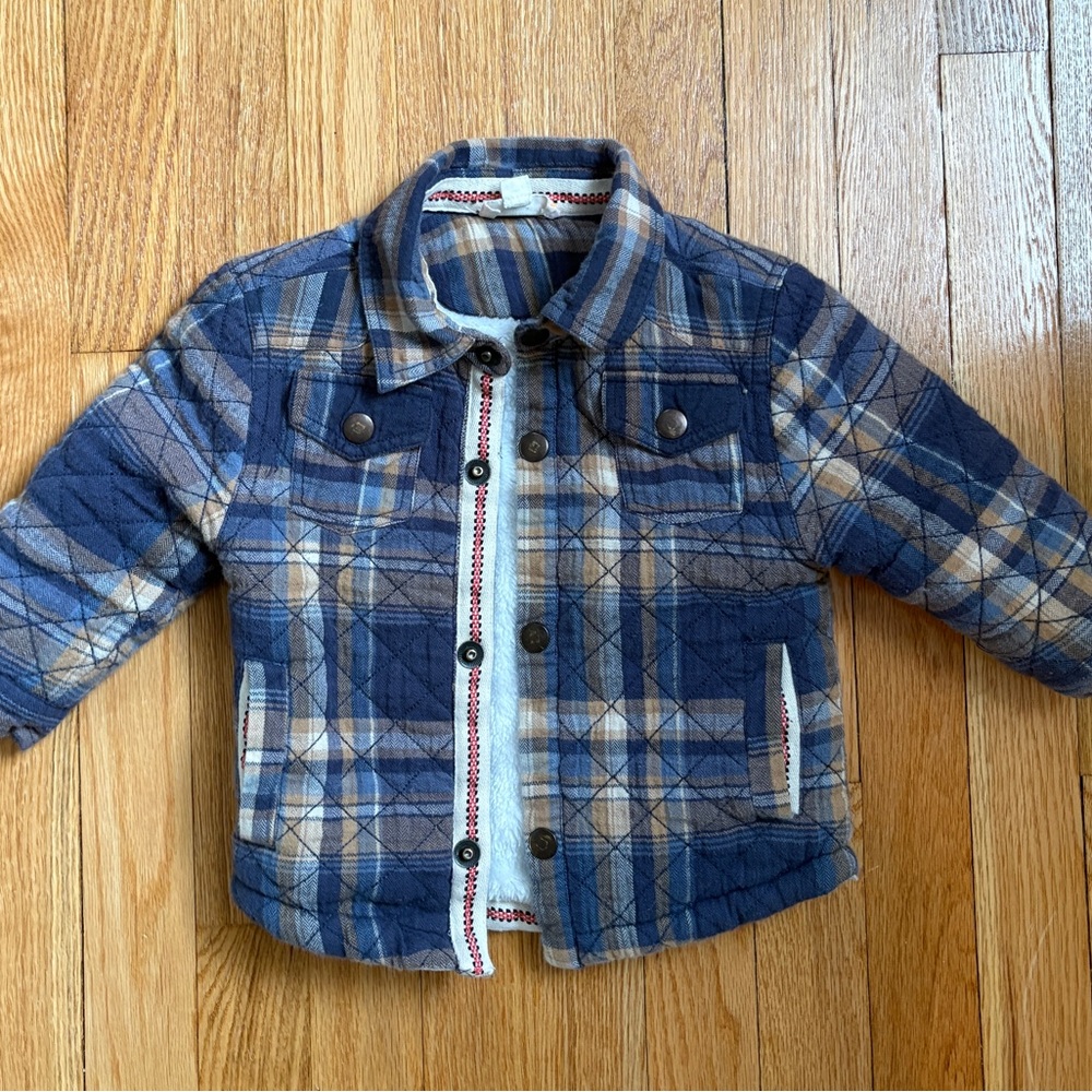 Quilted flannel fleece lined shacket 2T